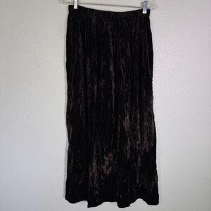 Vintage Lucia Lukken Broomstick Skirt Womens Medium Crushed Velvet Boho Brown M